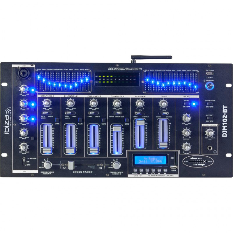 Ibiza Sound - Table de mixage 19 avec 12 entrées - 6 canaux - Bluetooth/USB  - Tables de mixage - Rue du Commerce