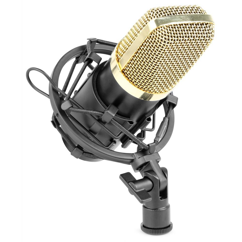 VONYX CM400 Microphone à Condensateur Noir et Or - Microphone de Studio,  Grand Diaphragme, pour Chant et Instruments, Faible Distorsion, SPL Élevé