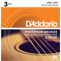 D'addario - EJ15 - Phosphor Bronze Extra Light (pack 3 juegos)