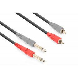 Vonyx - Cable 2x 6.3 Mono - 2xRCA Macho 1.5m 177.752 1