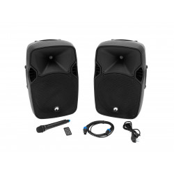 Omnitronic - XFM-212AP Active 2-Way Speaker Set with Wireless Microphone 1