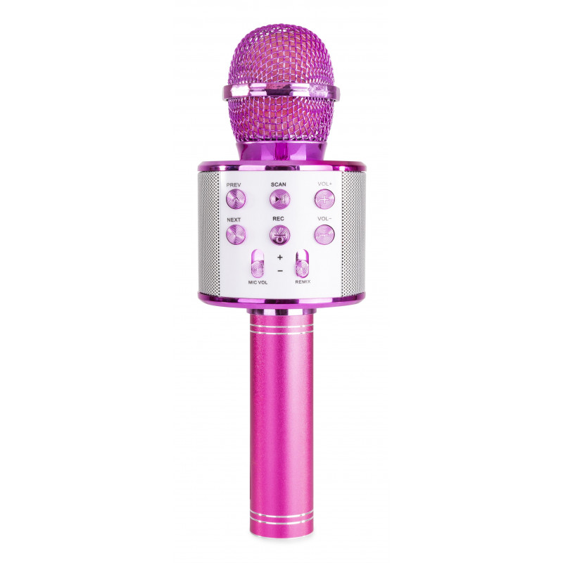 MAX Kit MICRO KM01 - 2 Micros Karaoké Bluetooth avec Haut-Parleur Intégré,  1 Micro rose et