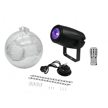 Eurolite - Mirror Ball 30cm with motor + LED PST-5 QCL Spot bk 1