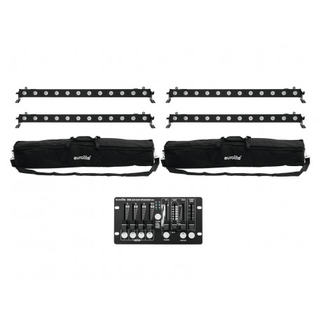 Eurolite - Set 4x LED BAR-12 QCL RGBW + 2x Soft Bags + Controller 1
