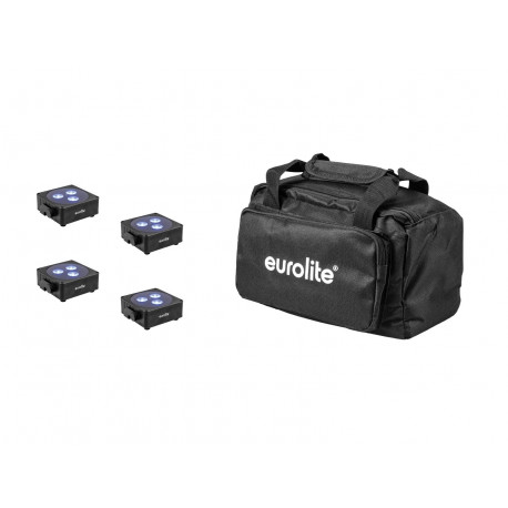 Eurolite - Set 4x AKKU Flat Light 3 bk + Soft-Bag 1