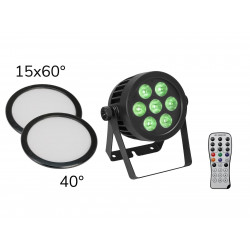 Eurolite - Set LED IP PAR 7x8W QCL Spot + 2x Diffuser cover (15x60° and 40°) 1