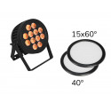 Eurolite - Set LED IP PAR 12x8W QCL Spot + 2x Diffuser cover (15x60° and 40°)