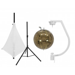 Eurolite - Set Mirror ball 30cm gold with stand and tripod cover white 1