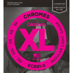 D'addario - ECB81-5 CHROMES BASS 5-STRING, LIGHT, LONG SCALE [45-132] 1