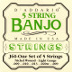 D'addario - J60 5-STRING BANJO, STAINLESS STEEL, LIGHT, [10-20] 1