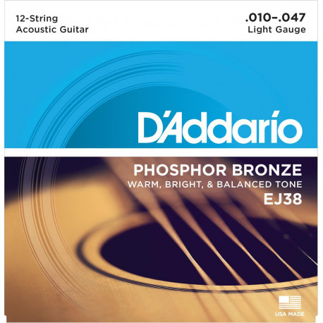 D'addario - EJ38 - PHOSPHOR BRONZE LIGHT 12 STRING [10-47] 1