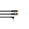 Omnitronic - Adaptercable 3.5 Jack 90°/2xRCA 1m bk