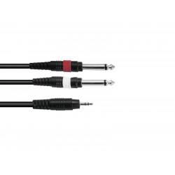 Omnitronic - Adaptercable 3.5 Jack/2xJack 3m bk 1