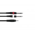 Omnitronic - Adaptercable 3.5 Jack/2xJack 3m bk