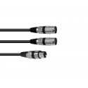 Omnitronic - Adaptercable XLR(F)/2xXLR(M) 0,5m bk