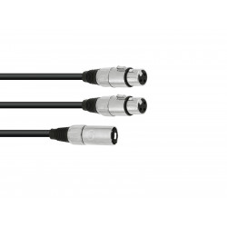 Omnitronic - Adaptercable XLR(M)/2xXLR(F) 0,5m bk 1