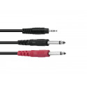 Omnitronic - Adaptercable 3.5 Jack/2xJack ECO 3m bk